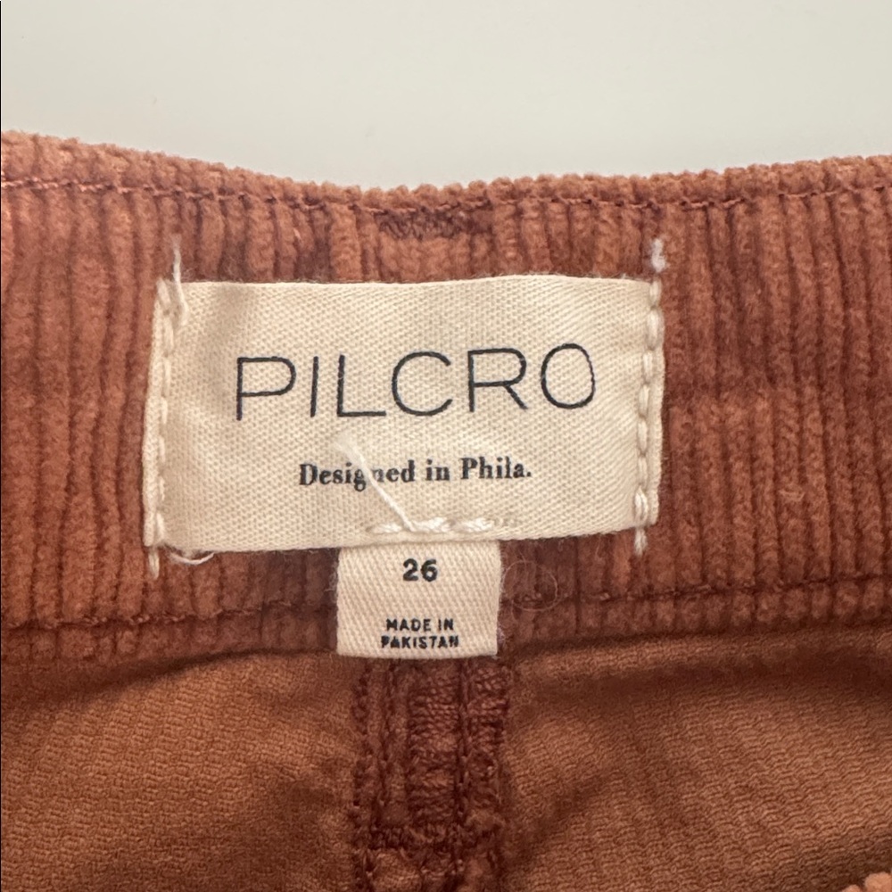 Anthropologie Pilcro The Scotty Cuffed Brown Corduroy Straight Leg Pants size 26 - Picture 4 of 11